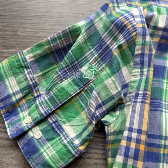 VTG 70s Gant India Madras Plaid Multicolor Button Up Shirt Large EZ Rare Medium - Picture 9 of 9